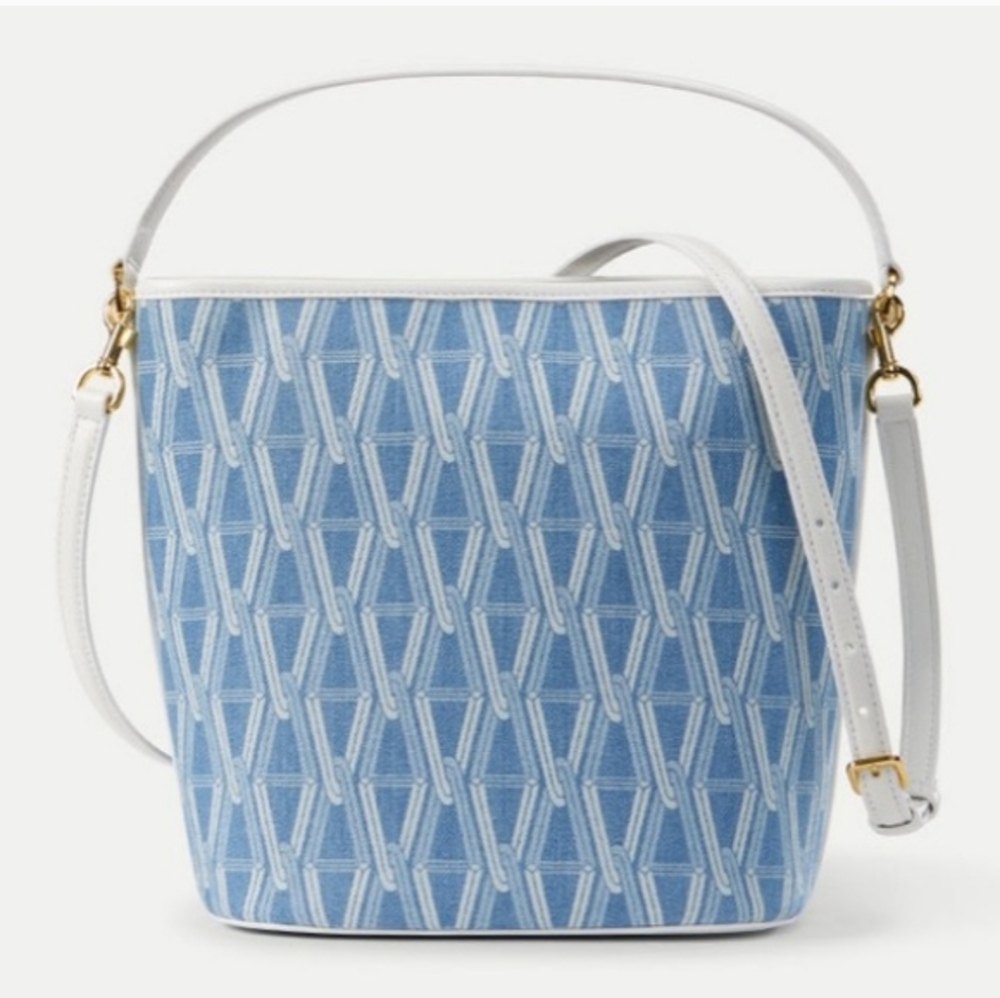 Veronica Beard Large V-Link Bucket Bag Indigo/Multi